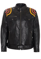 King Kerosin - Lederjacke Print und Racer-Streifen «Cafe Racer»