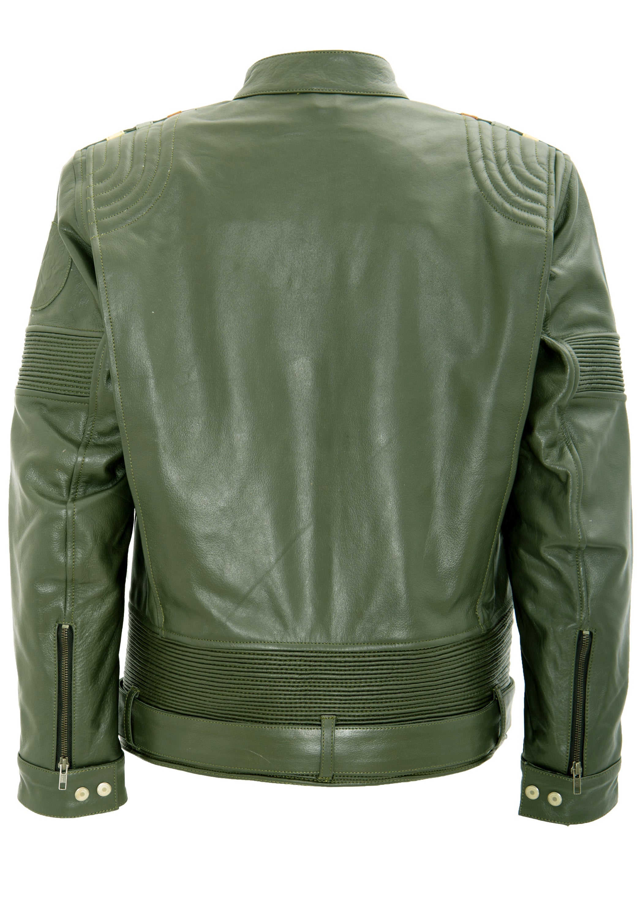 King Kerosin - Lederjacke Print und Racer-Streifen «Cafe Racer»