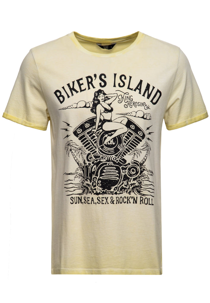 Queen Kerosin Oil Wash T-Shirt «Bikers Island»