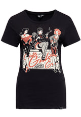Print T-Shirt «Girls Girls Girls» T-Shirts von Queen Kerosin
