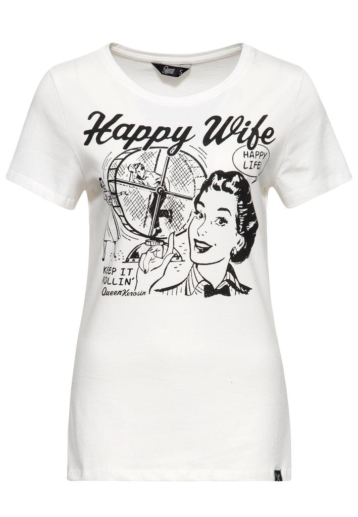 Queen Kerosin Print T-Shirt «Happy Wife»