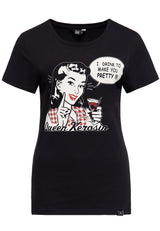 Print T-Shirt «I Drink to make you pretty» T-Shirts von Queen Kerosin