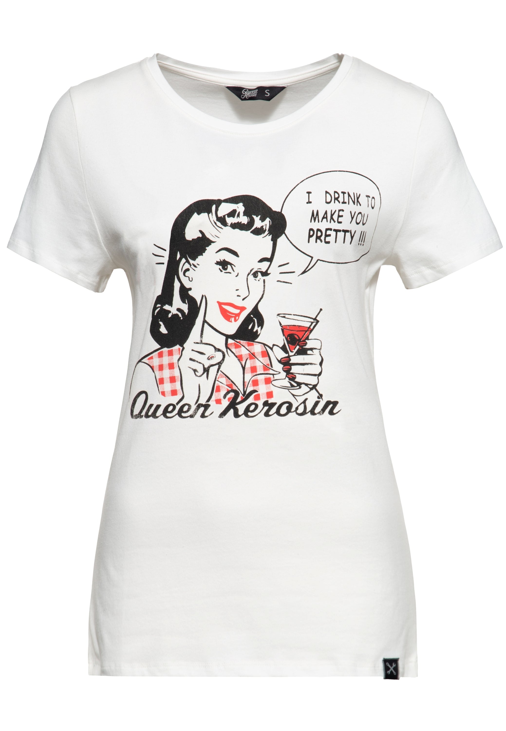 Print T-Shirt «I Drink to make you pretty» T-Shirts von Queen Kerosin