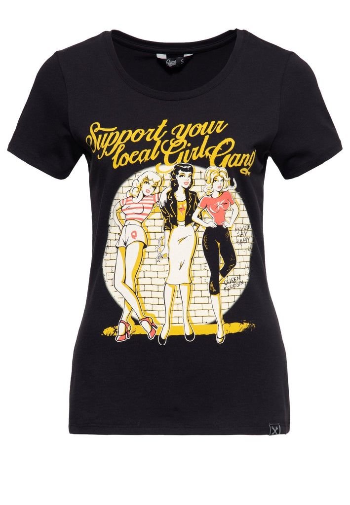 Queen Kerosin Print T-Shirt im Slim Fit «Girl Gang»