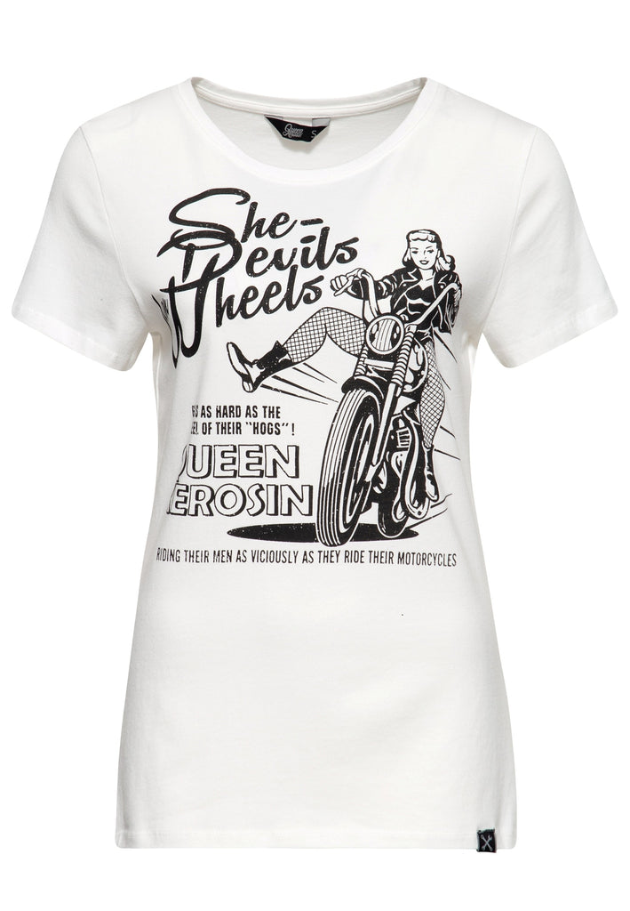 Queen Kerosin Print T-Shirt «She devils on wheels»