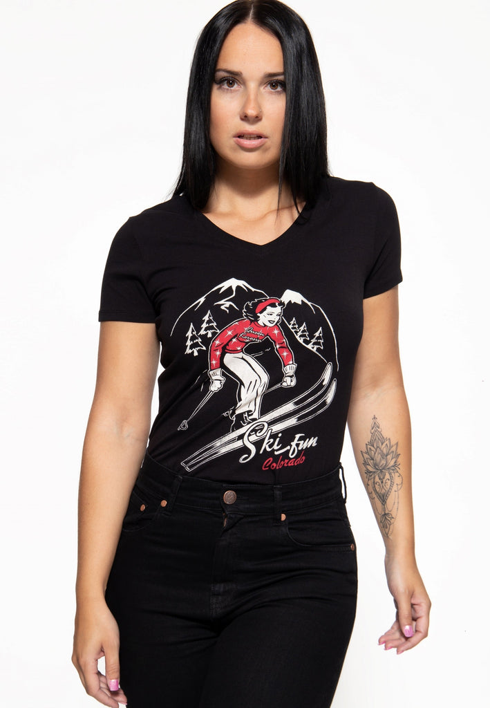 Queen Kerosin Print T-Shirt «Ski Fun»