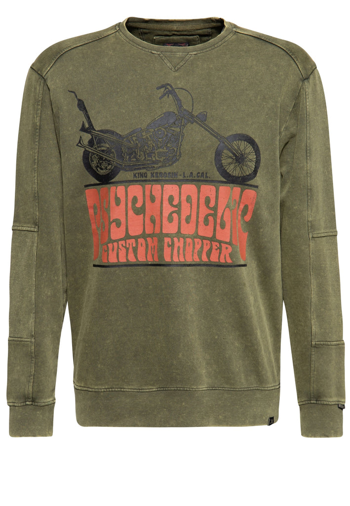 Pullover acid washed «Psychedelic Custom Chopper» - KING KEROSIN