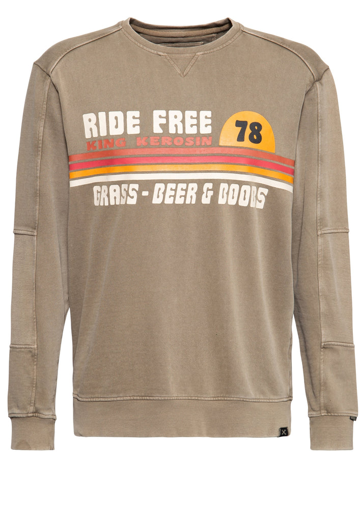 Pullover Acidwashed «Ride Grass Boobs» - KING KEROSIN