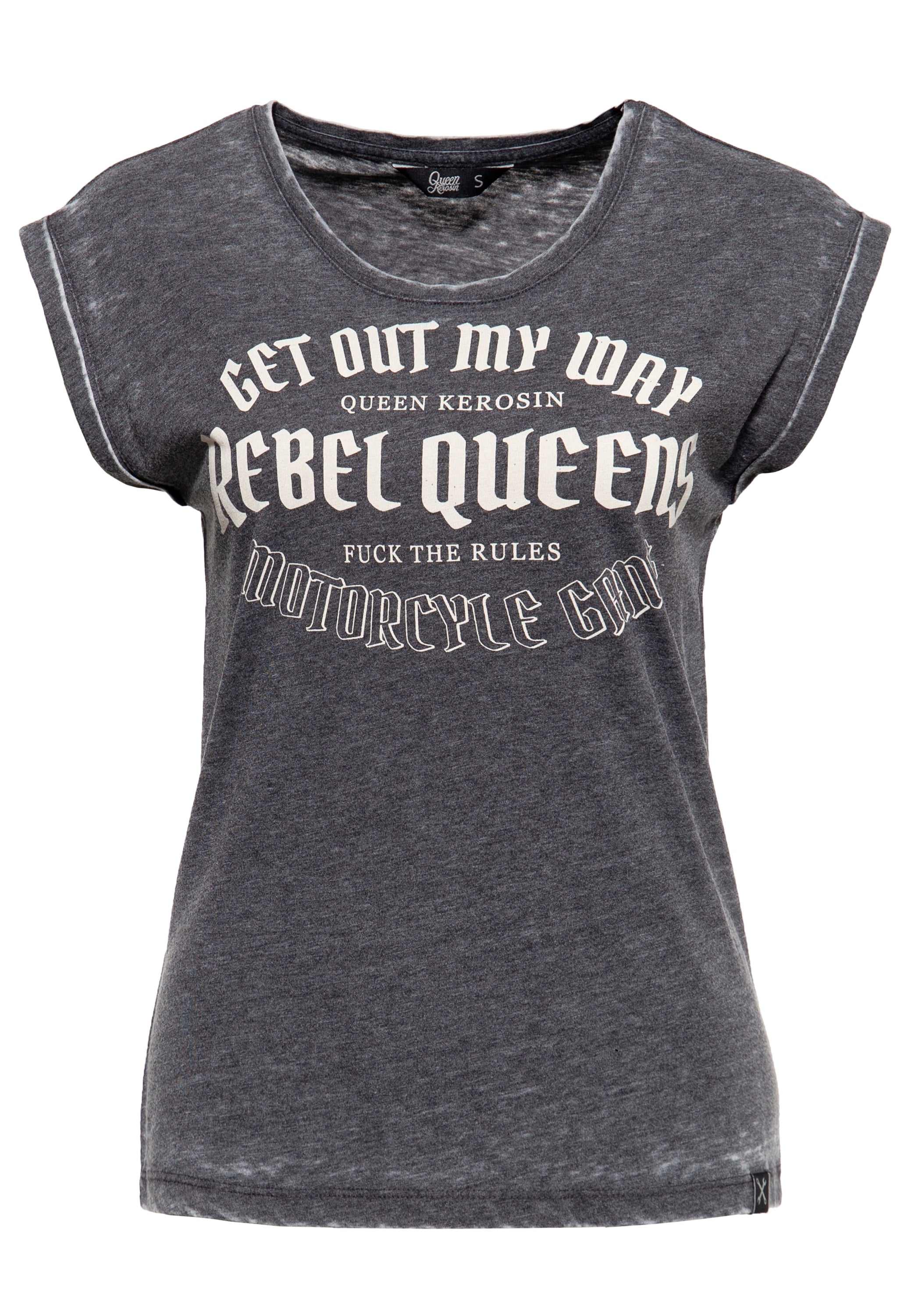 Queen Kerosin - Roll-Up Sleeve T-Shirt «Rebel Queens Motorcycle Gang»