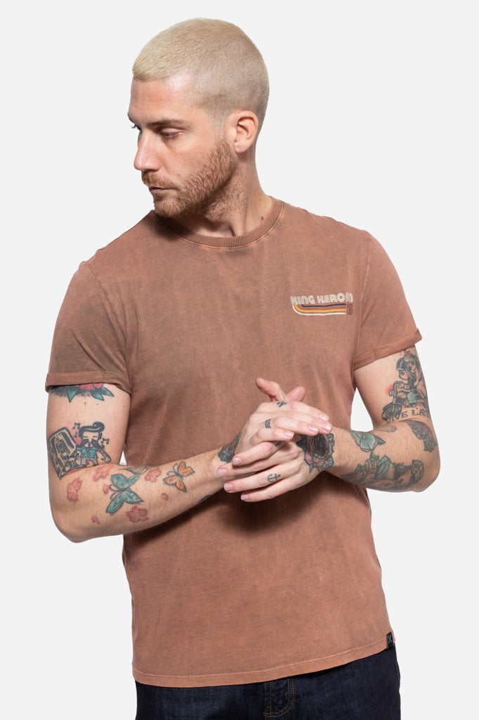 Queen Kerosin Roll-Up T-Shirt Acid Wash mit Backprint «Chopper until death»