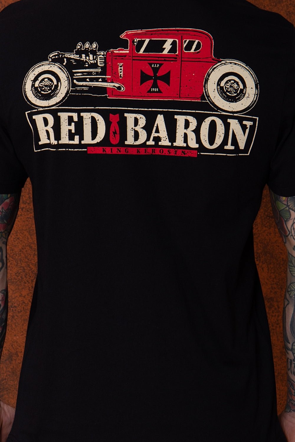 King Kerosin - Shirt im Retro Style mit Back Print «Red Baron»