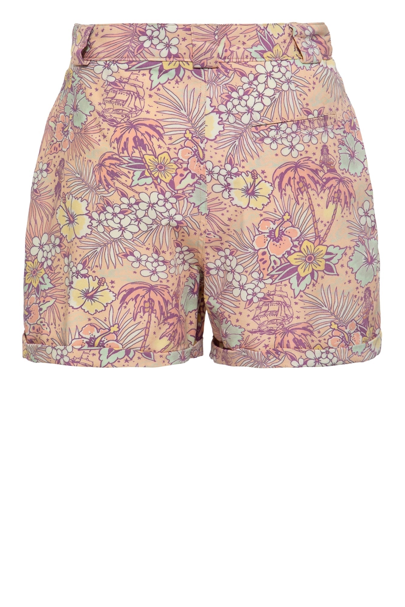 Queen Kerosin - Shorts mit hawaiianischem All-Over-Muster