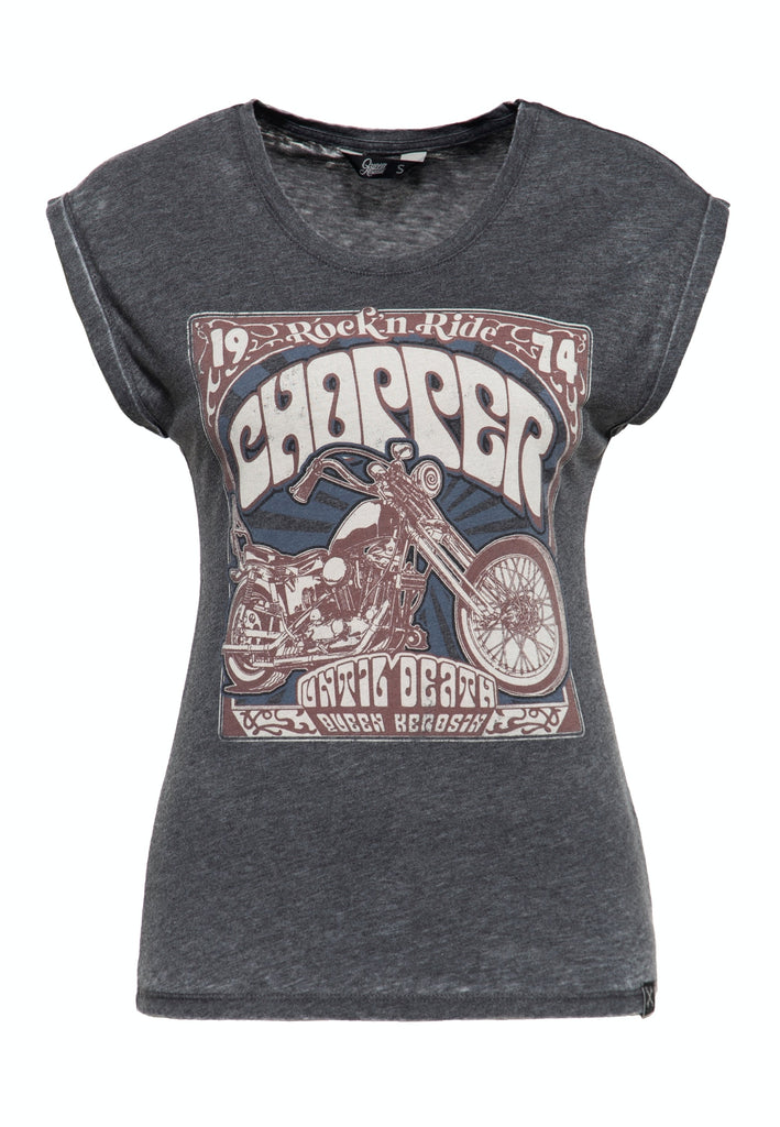 Queen Kerosin Sleveless Enzymewash Shirt «Chopper 1974»