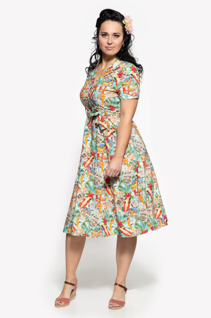 Queen Kerosin Sommerkleid mit Allover-Print im 50s-Look