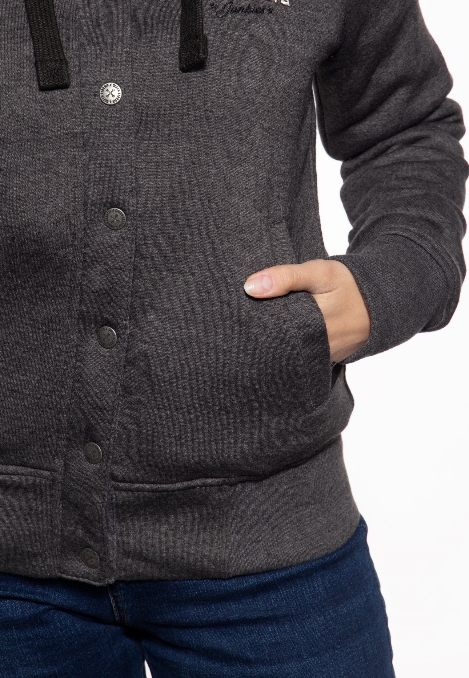 Queen Kerosin - Sweatjacke mit Kapuze «Gasoline Junkies»