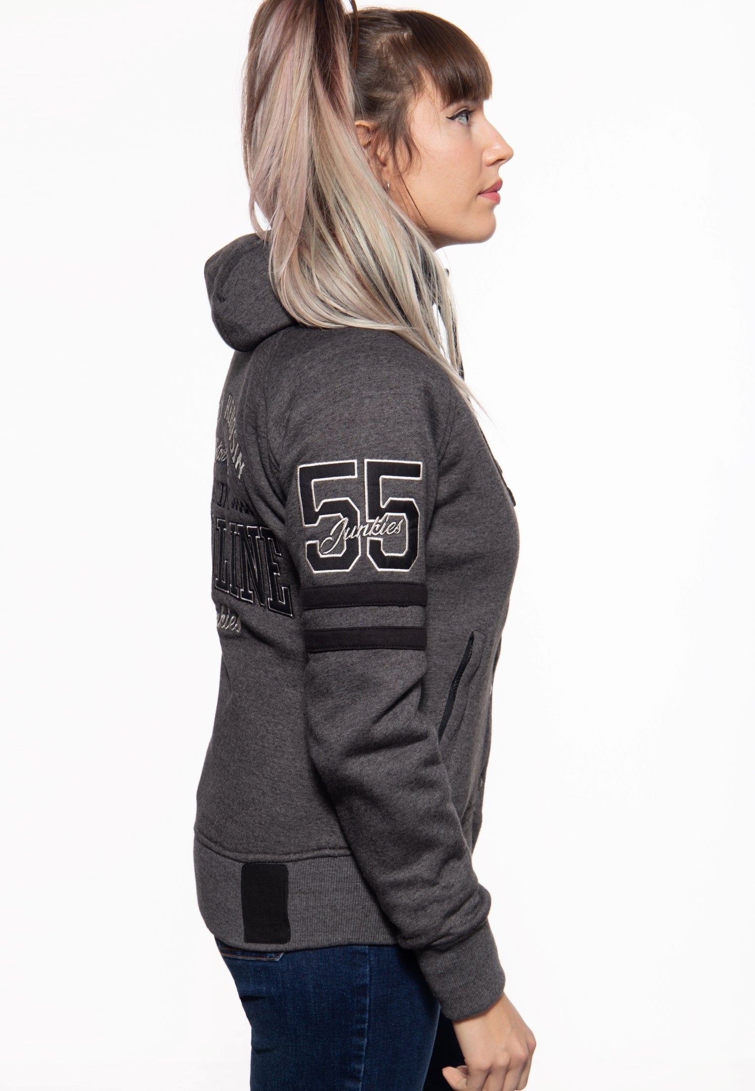 Queen Kerosin - Sweatjacke mit Kapuze «Gasoline Junkies»