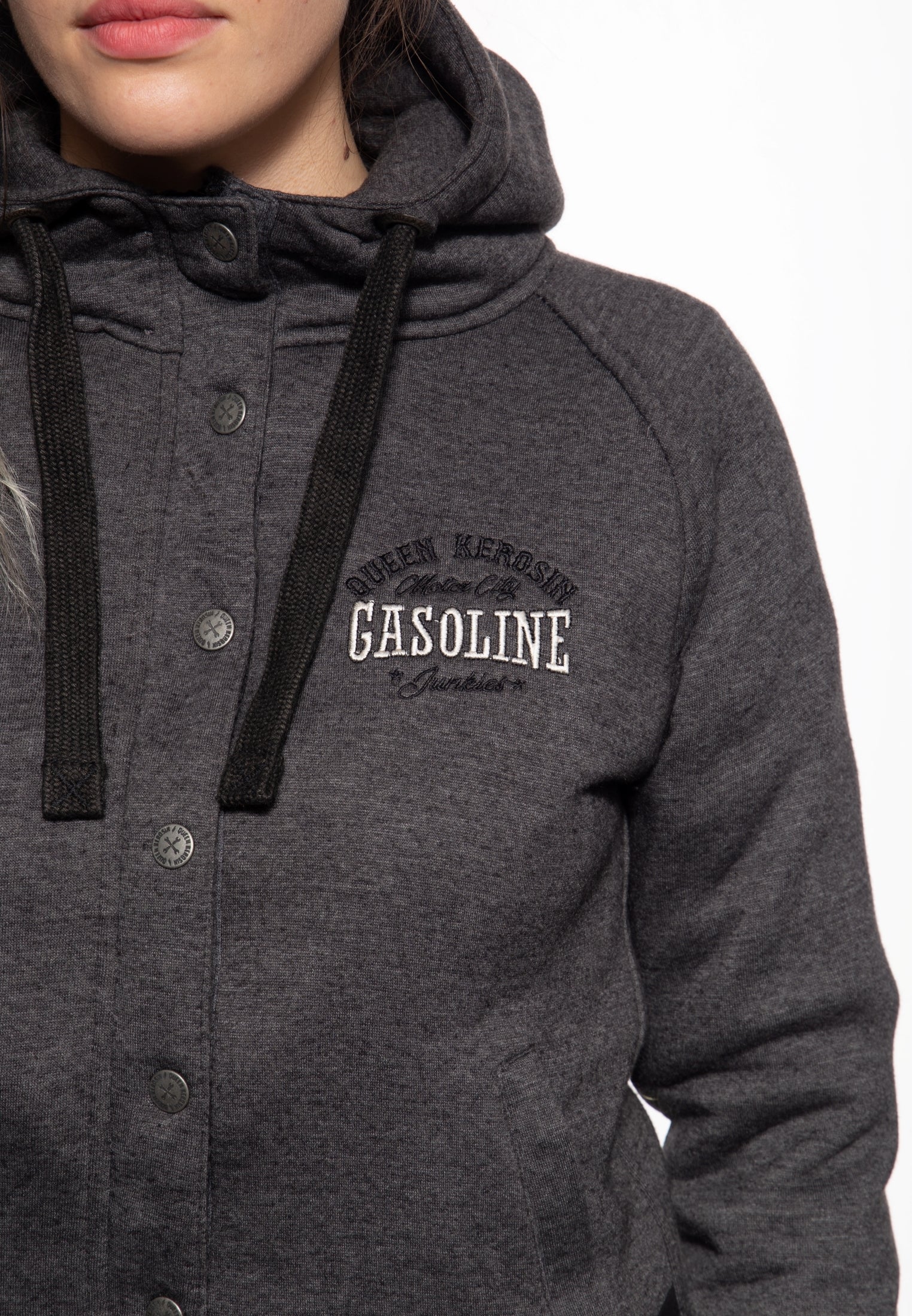 Queen Kerosin - Sweatjacke mit Kapuze «Gasoline Junkies»