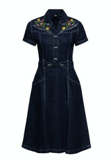 Swing Jeanskleid mit Stickereien Kleider von Queen Kerosin