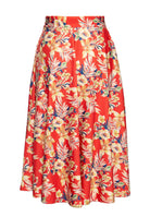 Queen Kerosin - Swing Rock mit tropischen All-over-Print «Hawaii Red»