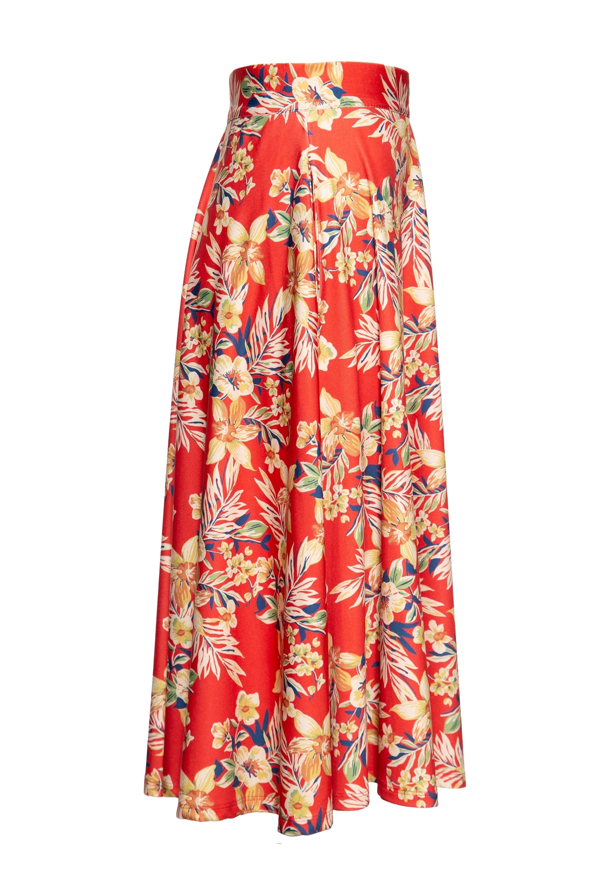 Queen Kerosin - Swing Rock mit tropischen All-over-Print «Hawaii Red»