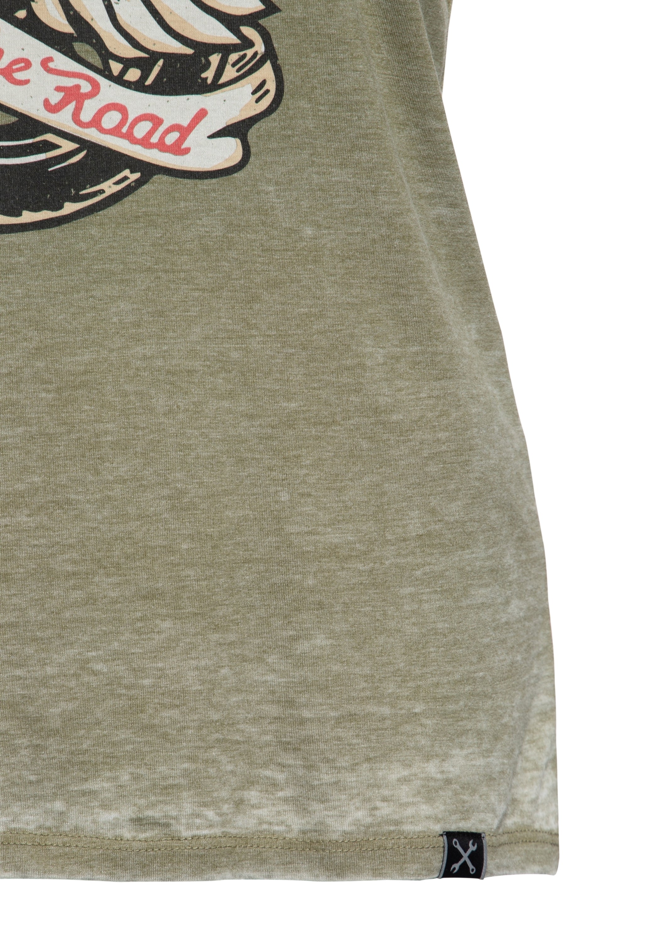 Queen Kerosin - T-Shirt Enzyme Wash «Hit The Road Wheel»