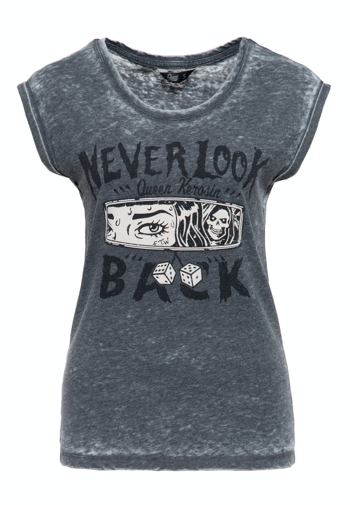 Queen Kerosin - T-Shirt Enzyme Wash «Never Look Back»