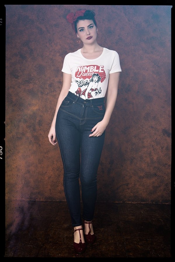 Queen Kerosin - T-Shirt im Vintage Look «Rumble Queen»