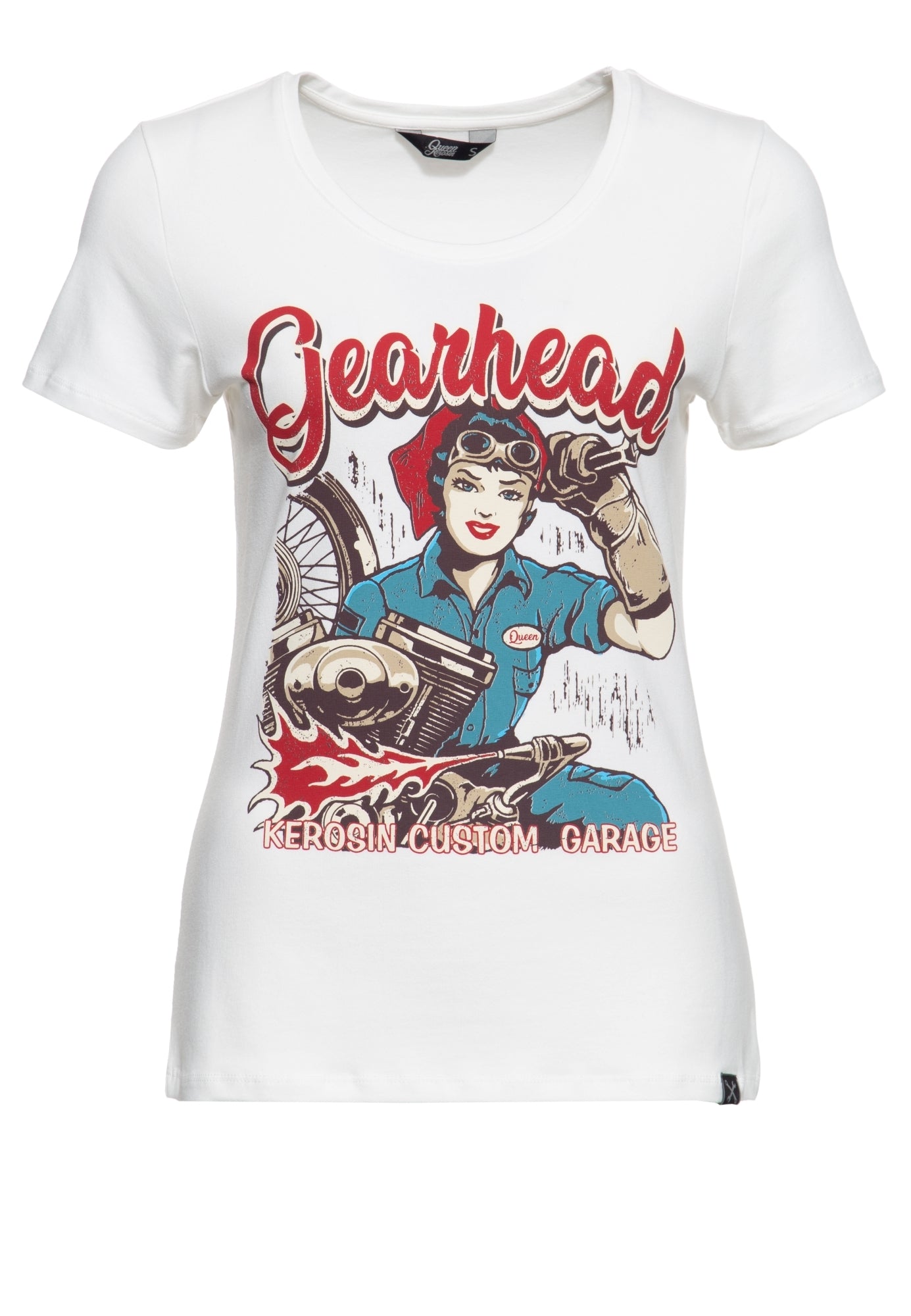 Queen Kerosin - T-Shirt mit Frontprint «Gearhead»
