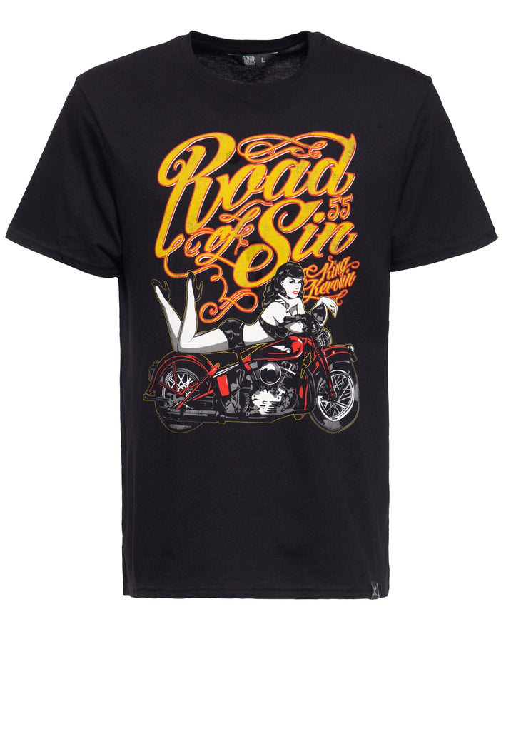 Queen Kerosin T-Shirt mit Print in der Front «Road of Sin»