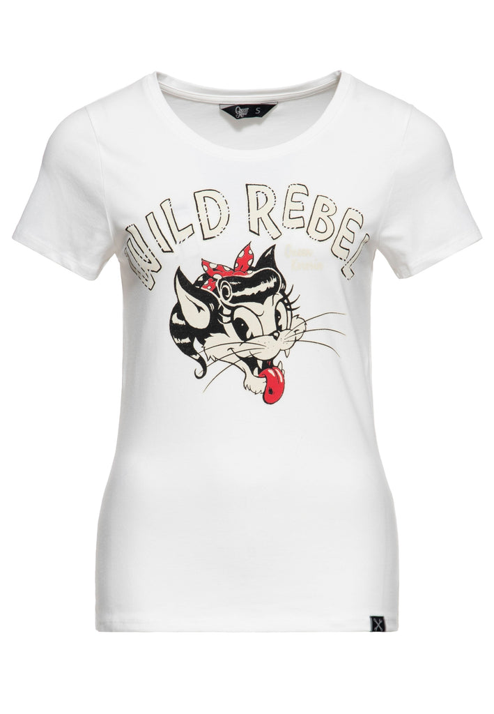 Queen Kerosin Diablo T-Shirt Donna – Stile Retrò, Cotone Ed Elastan, Manica Corta