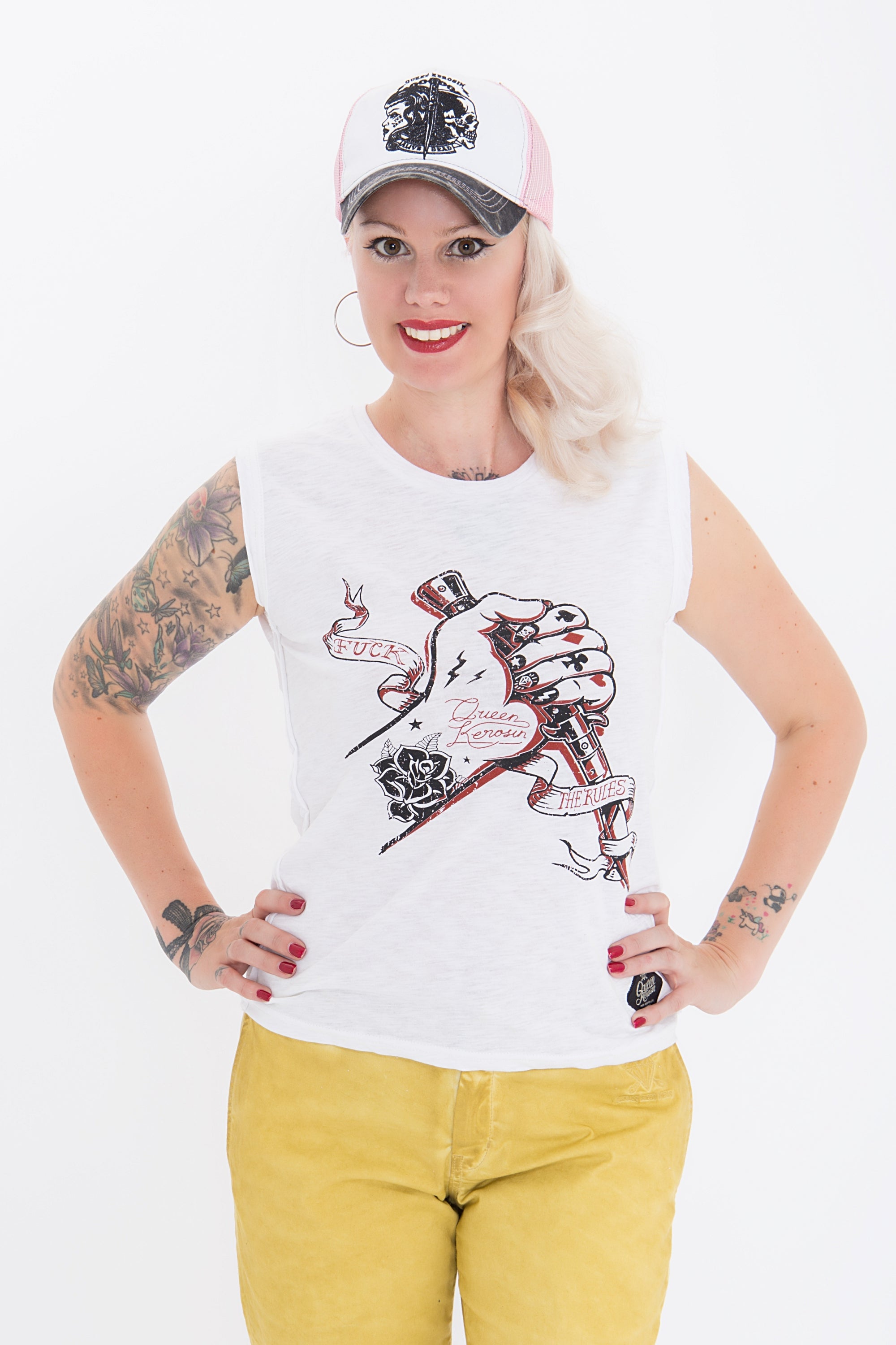 Queen Kerosin - Tank Top mit rockigem Front Druck «F*ck The Rules»