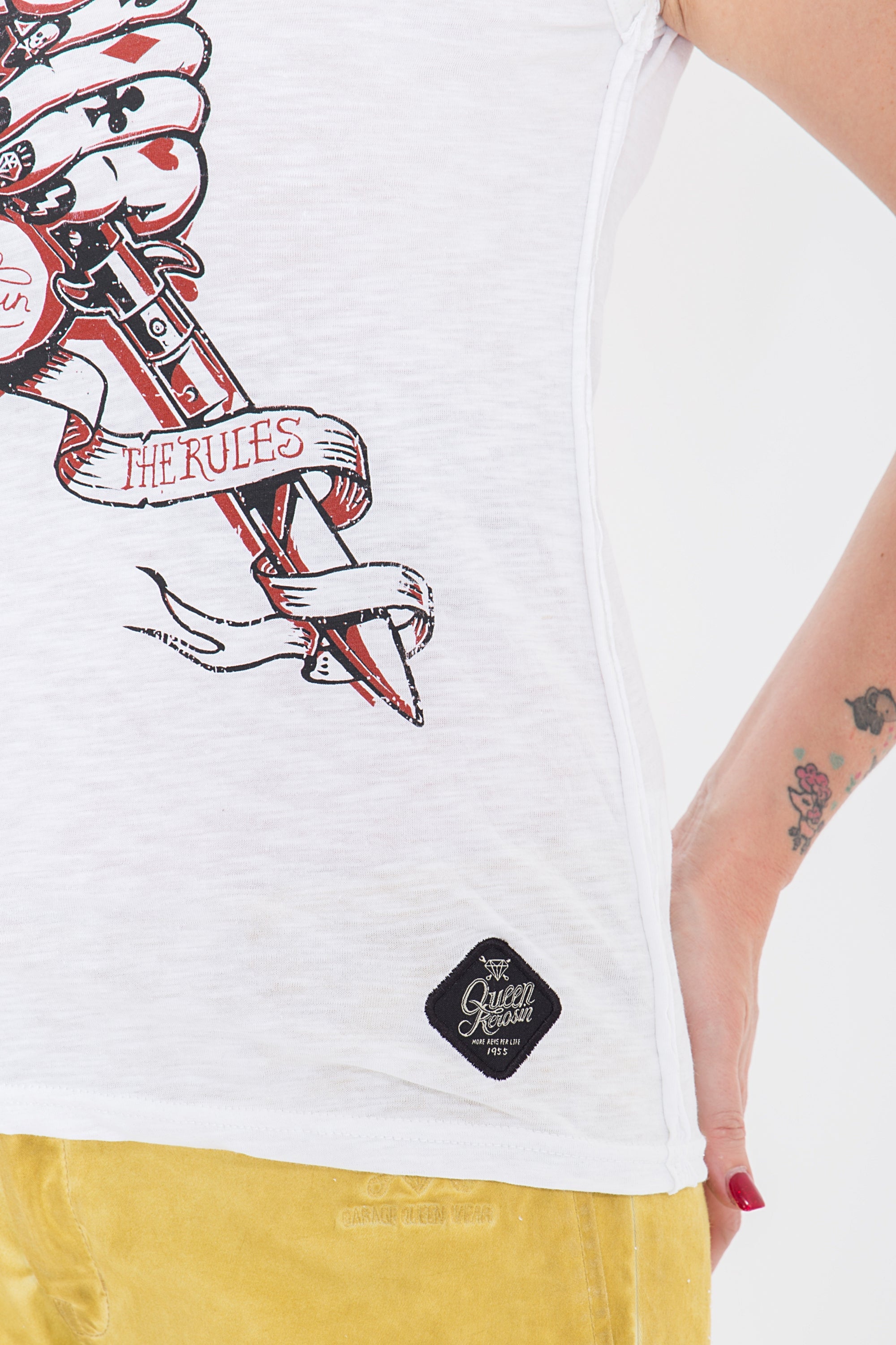 Queen Kerosin - Tank Top mit rockigem Front Druck «F*ck The Rules»
