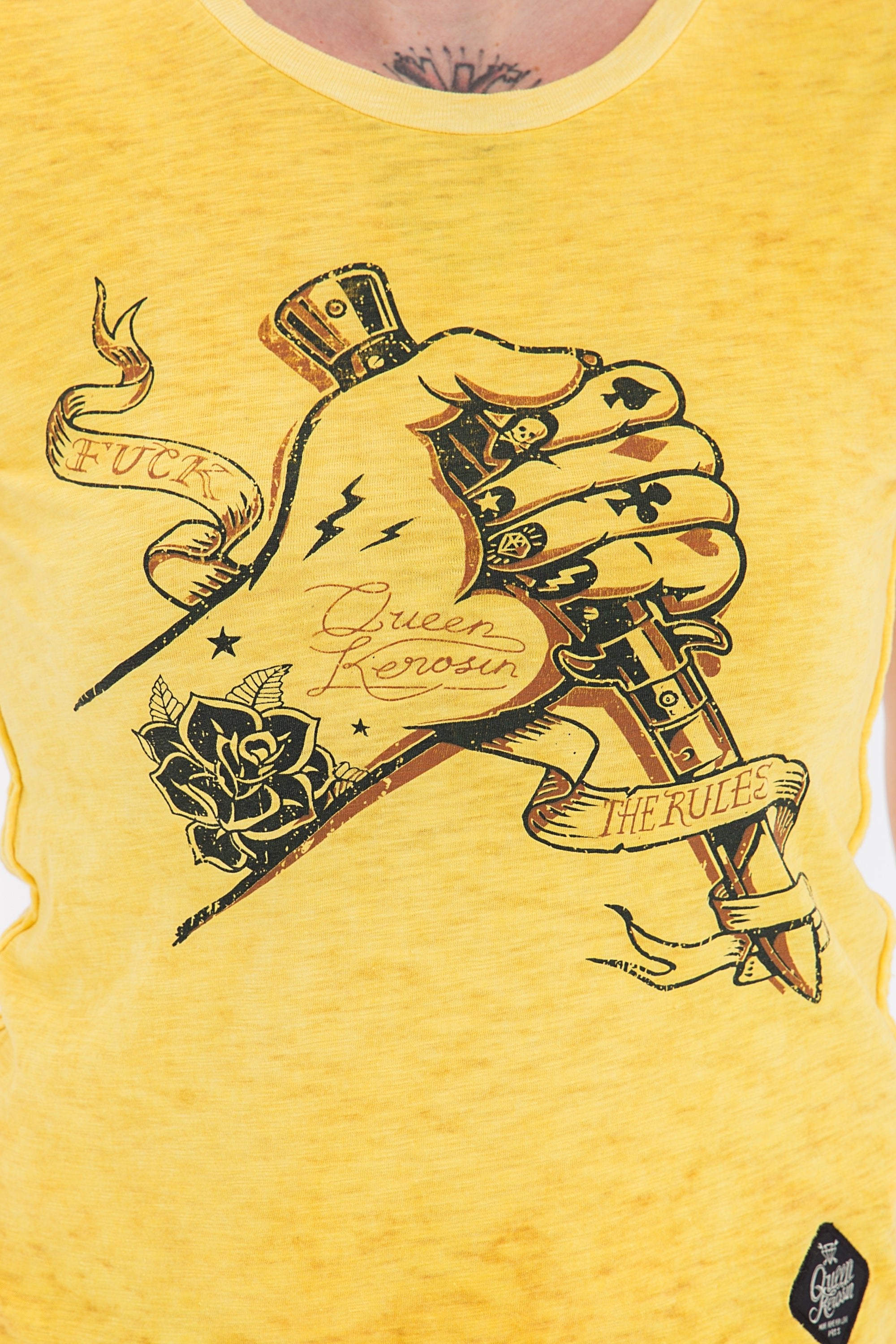 Queen Kerosin - Tank Top mit rockigem Front Druck «F*ck The Rules»