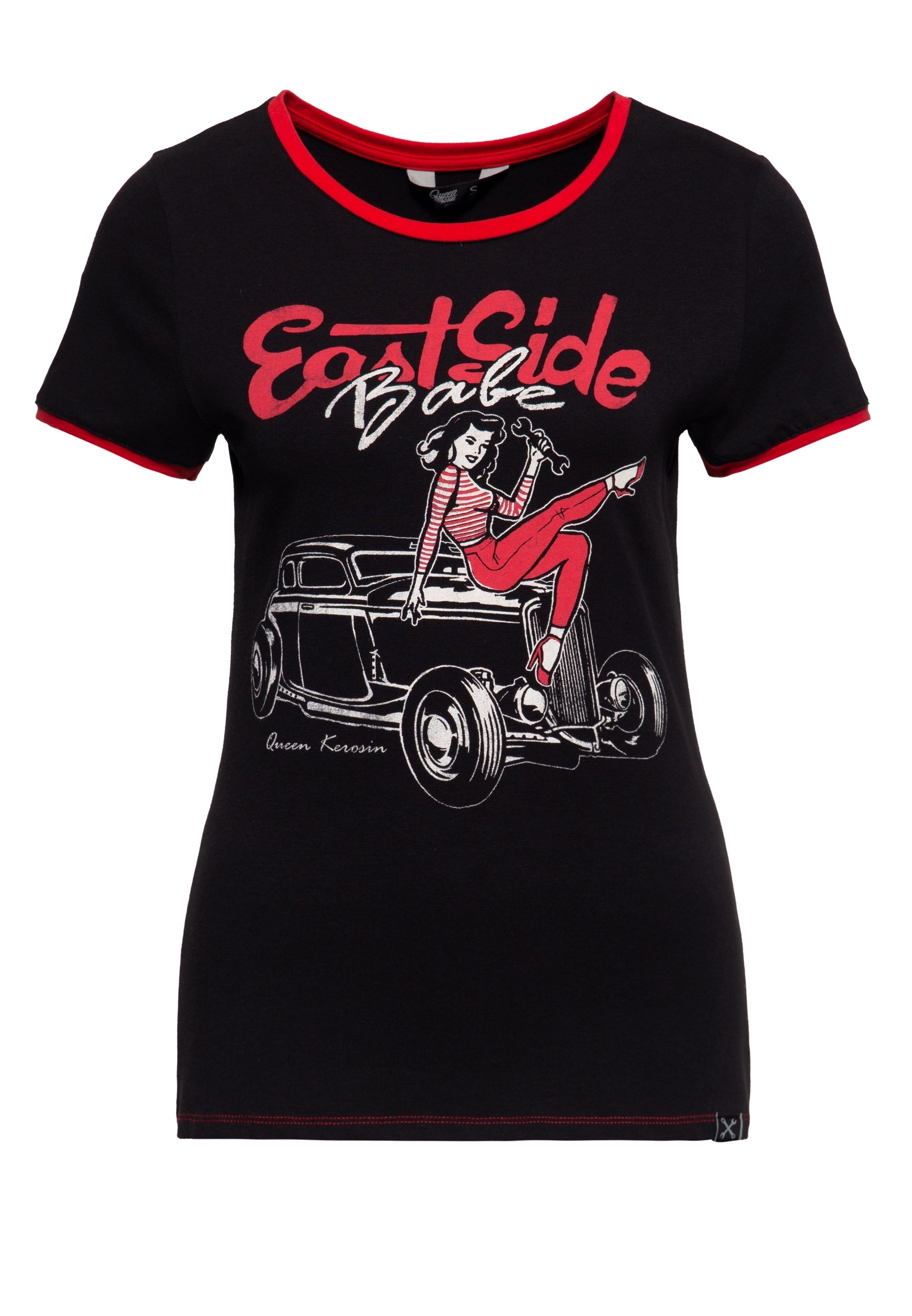 Queen Kerosin - Vintage Contrast T-Shirt «East Side Babe»