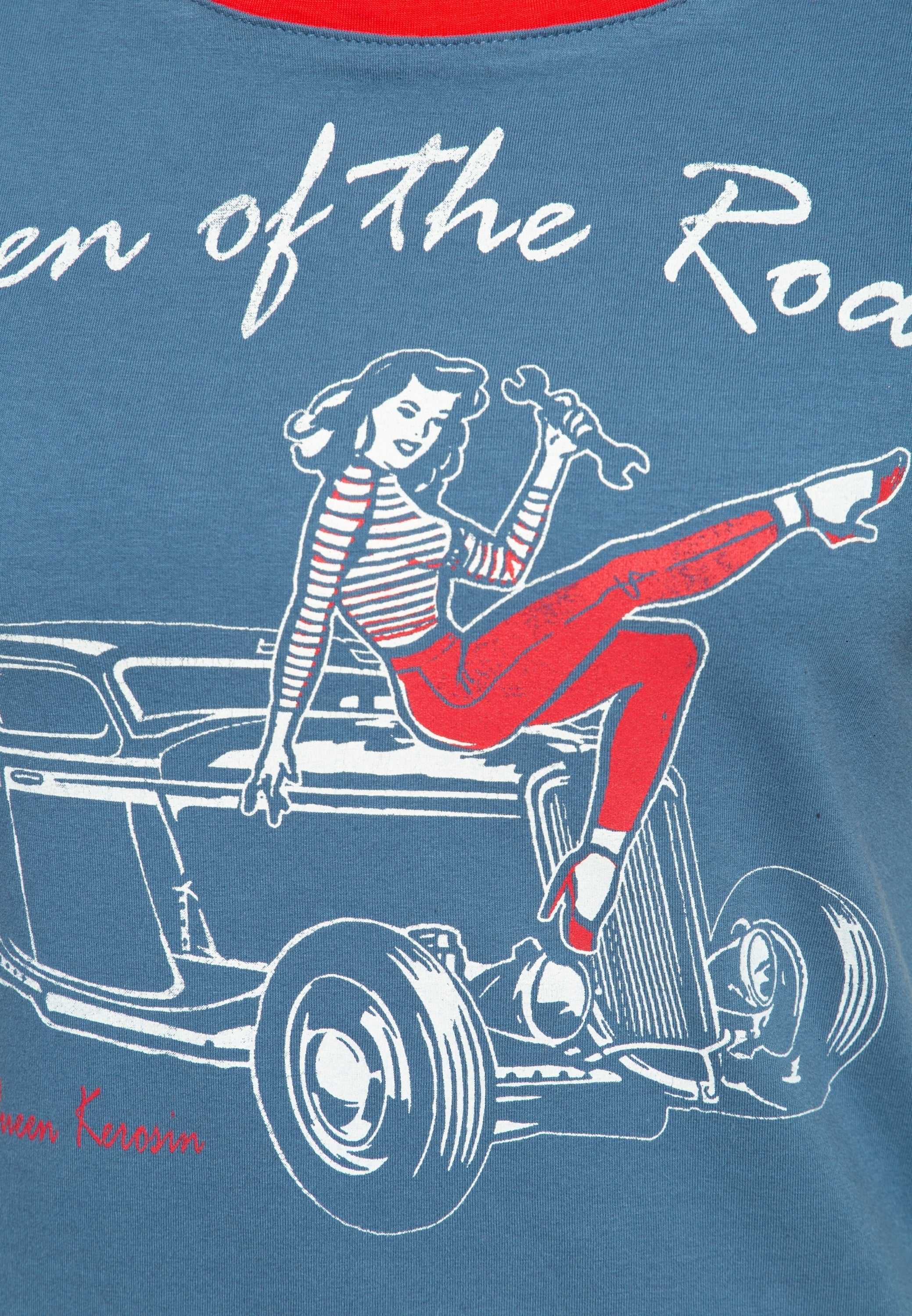 Queen Kerosin - Vintage Contrast T-Shirt «Queen of the Road»