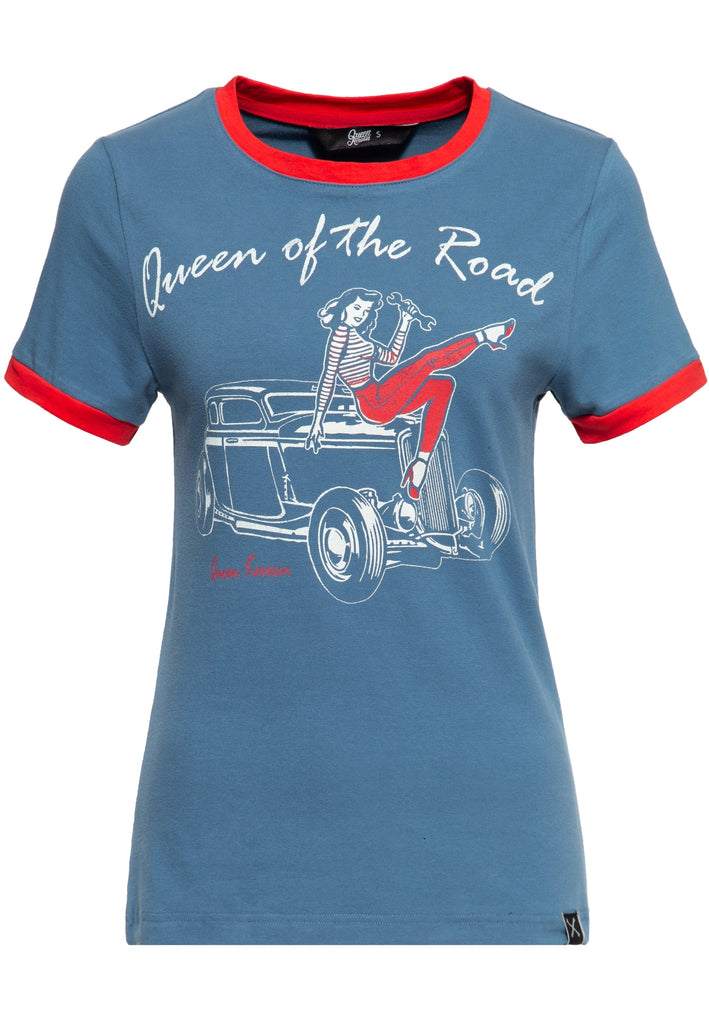 Queen Kerosin - Vintage Contrast T-Shirt «Queen of the Road»