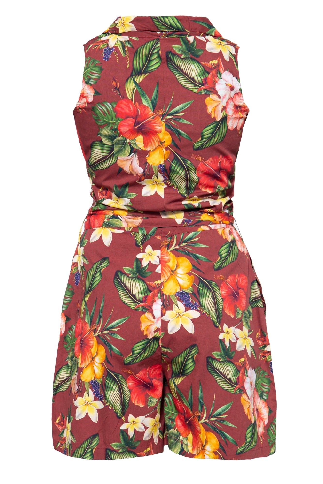 Queen Kerosin - Vintage Jumpsuit mit tropischem All-Over-Muster
