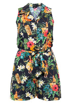 Queen Kerosin - Vintage Jumpsuit mit tropischem All-Over-Muster
