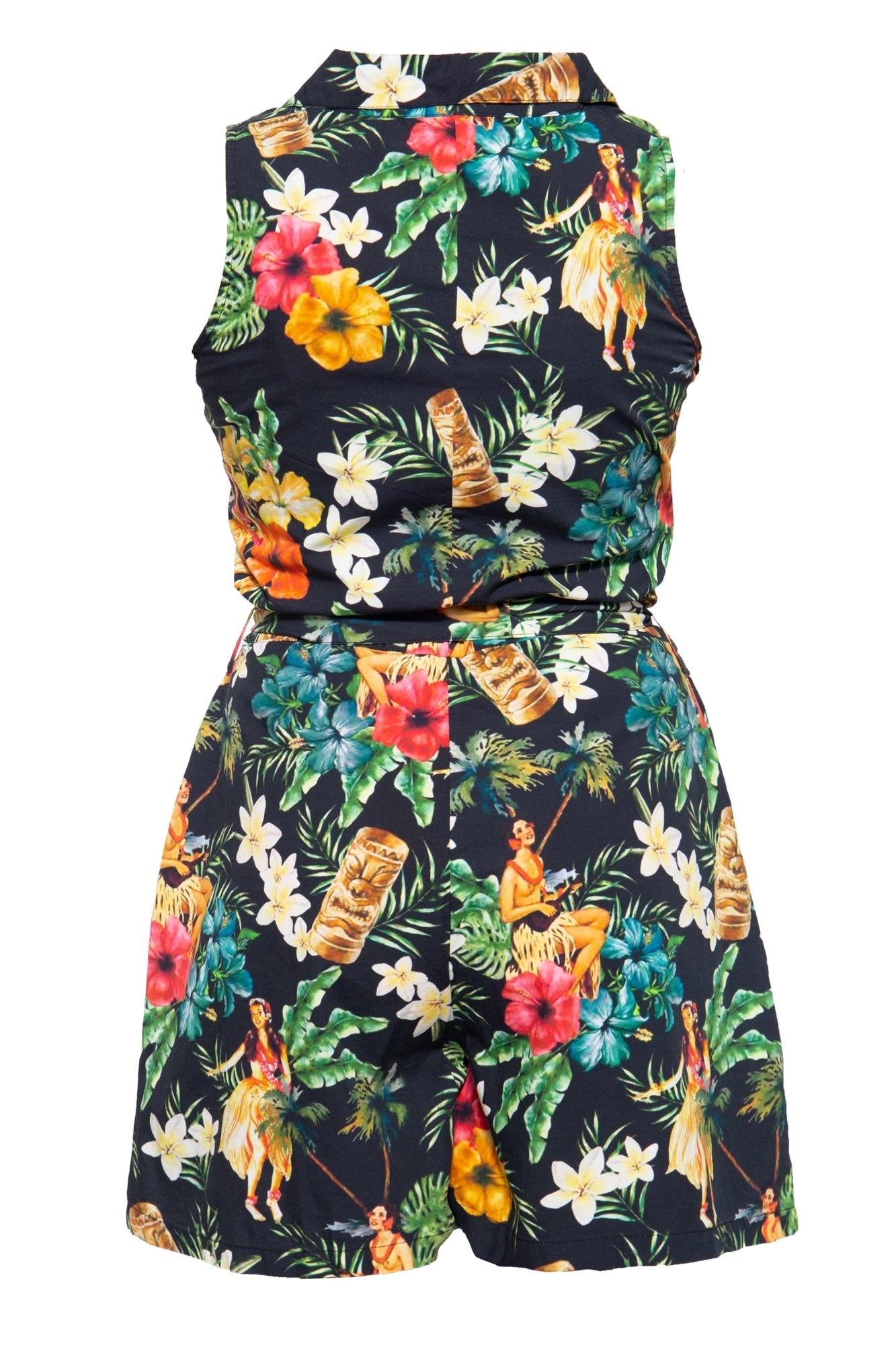Queen Kerosin - Vintage Jumpsuit mit tropischem All-Over-Muster