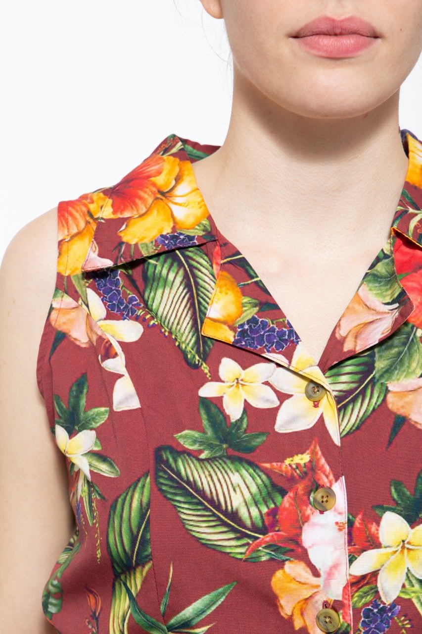 Queen Kerosin - Vintage Jumpsuit mit tropischem All-Over-Muster