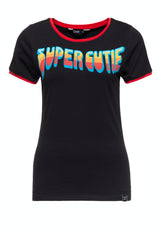 Vintage Ringer T-Shirt «Super Cutie» T-Shirts von Queen Kerosin