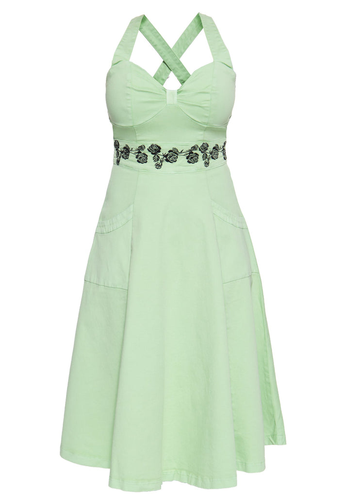 Queen Kerosin Vintage Swing-Kleid mit floraler Stickerei