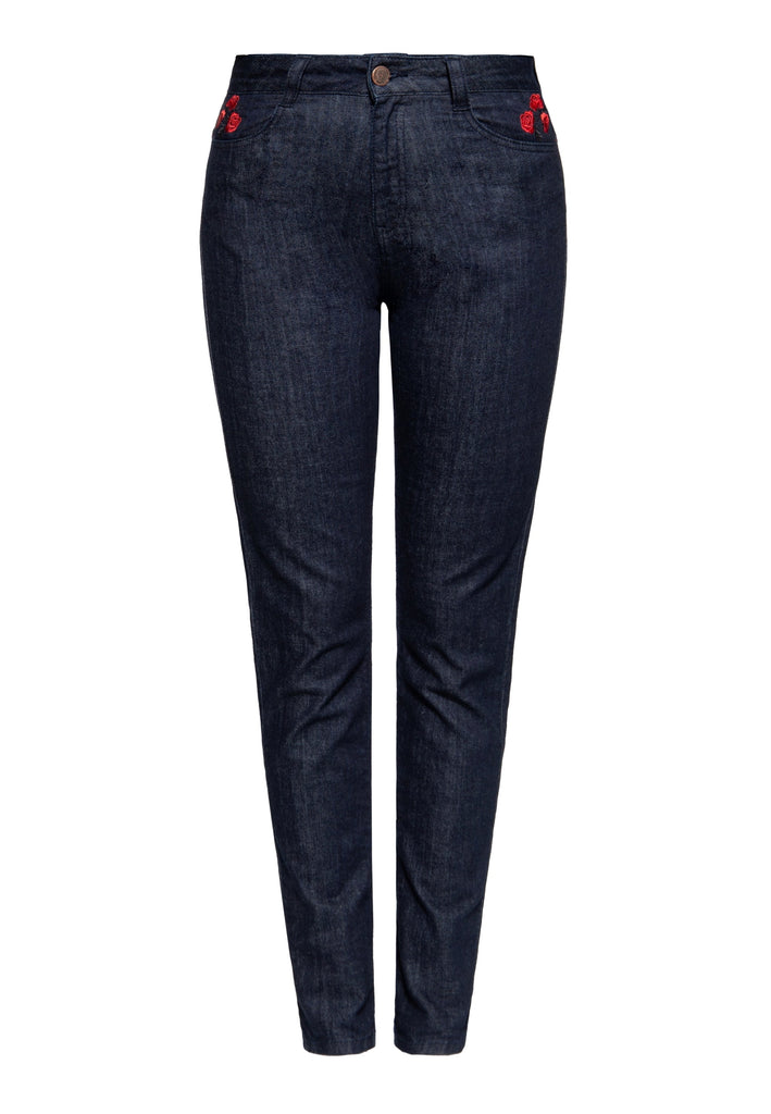 Queen Kerosin Western Jeanshose «Roses»