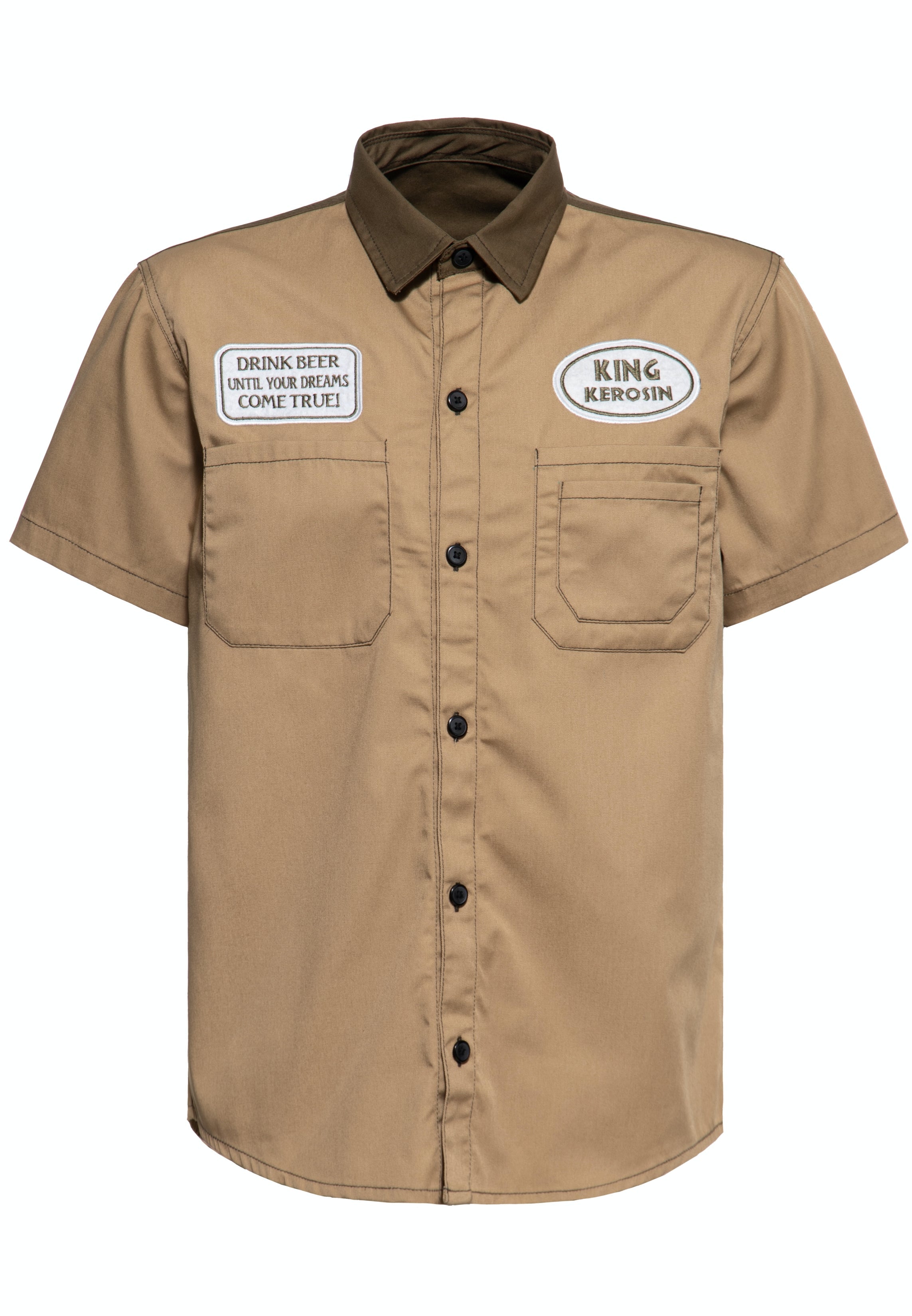King Kerosin - Workwear Kurzarm Hemd «All You Need is Beer»